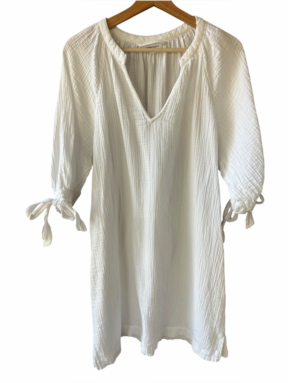 Summersalt White Sz L Cotton Gauze Midi Dress Coverup Beachy Comfy Boho